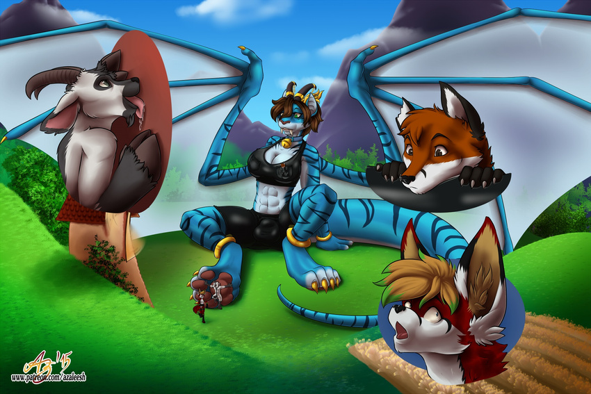 anthro azaleesh canine caprine claws cloud confusion dragon field forest fox goat gold grass herm horn intersex lickingpaws macro mammal meadow micro mill pawpads paws running sky stripes tree wings