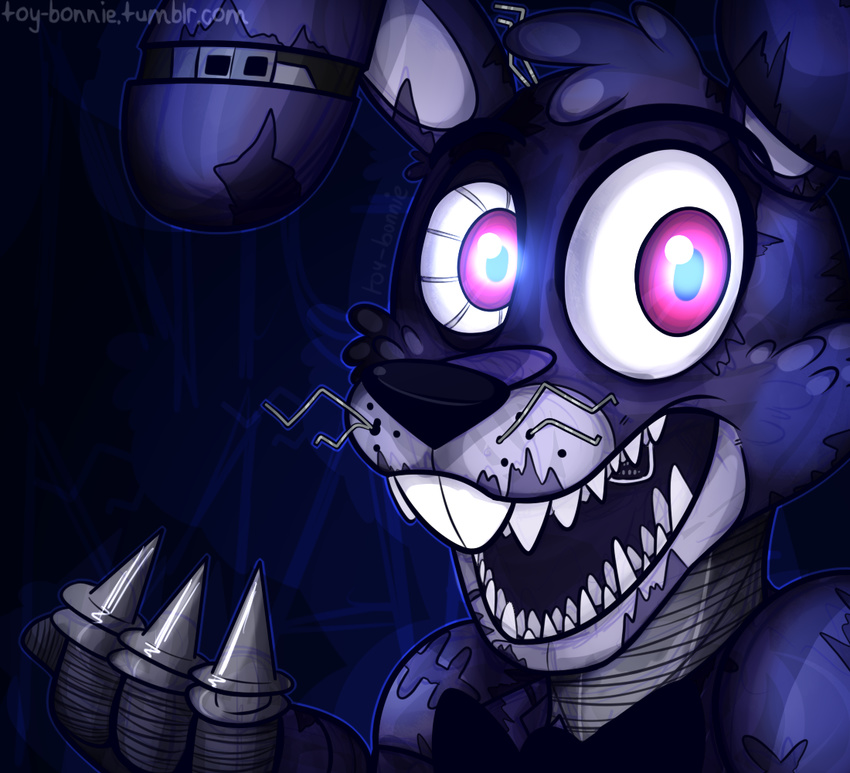 animatronic bonnie_(fnaf) five_nights_at_freddy's five_nights_at_freddy's_4 glowing glowing_eyes lagomorph machine mammal mechanical rabbit robot teeth toy-bonnie video_games