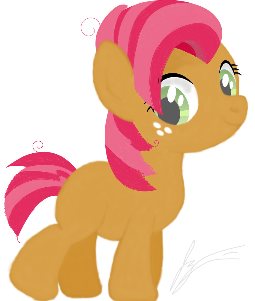 babs_seed_(mlp) big_eyes equine freckles friendship_is_magic fur hair horse jessesmash32 looking_at_viewer mammal my_little_pony orange_fur pink_hair plain_background pony smile white_background young