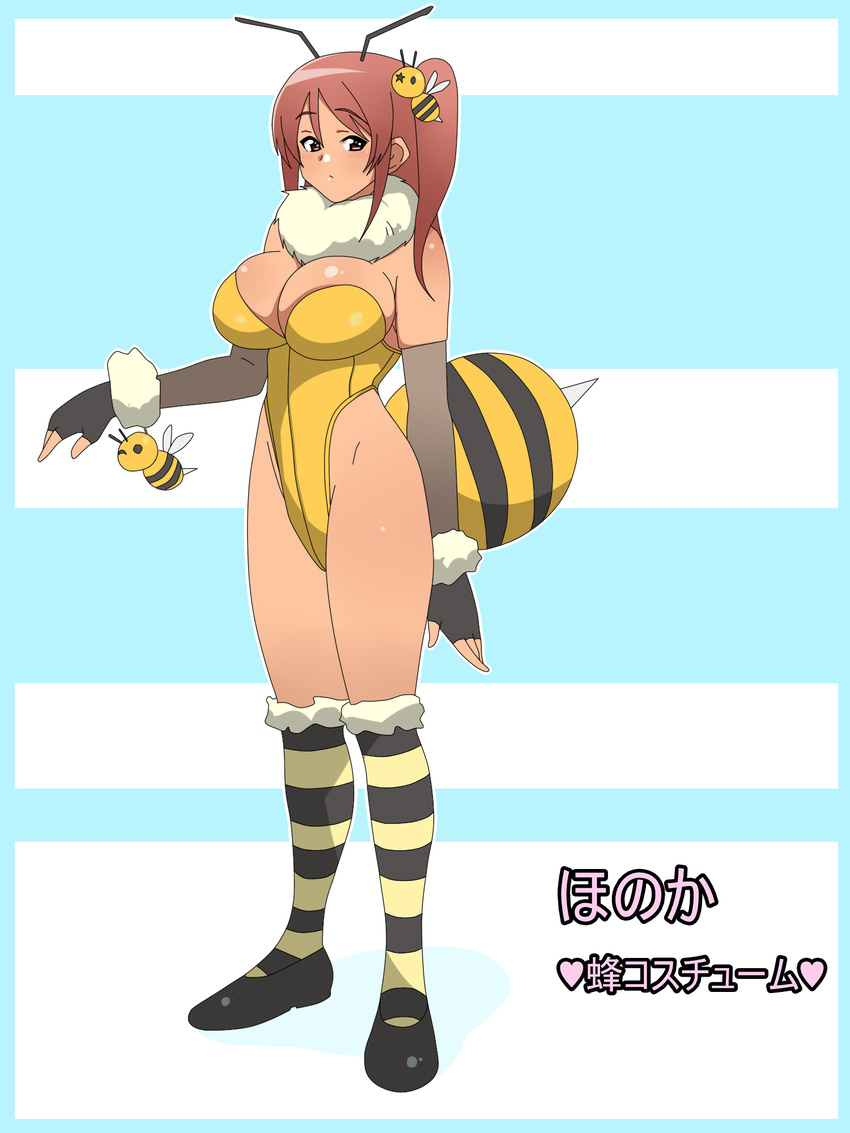 1girl antennae bee bee_girl breasts cleavage dead_or_alive dead_or_alive_5 female honoka_(doa) insect_girl large_breasts side_ponytail solo stinger tecmo