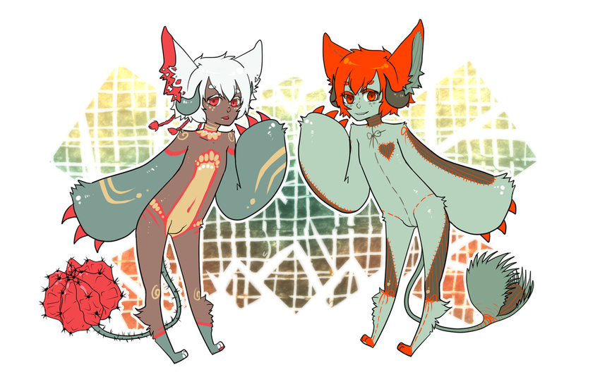 2011 ambiguous_gender anthro claws duo gemzitan_(character) horn jotaku nude red_eyes sibling tremzy_(character) twins unknown_species venus_flytrap