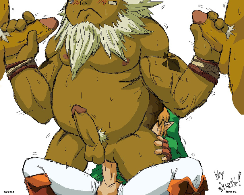 anal darunia erection goron group group_sex hair link male male/male nintendo orgy penis pubes sex sheik! sweat the_legend_of_zelda video_games white_hair
