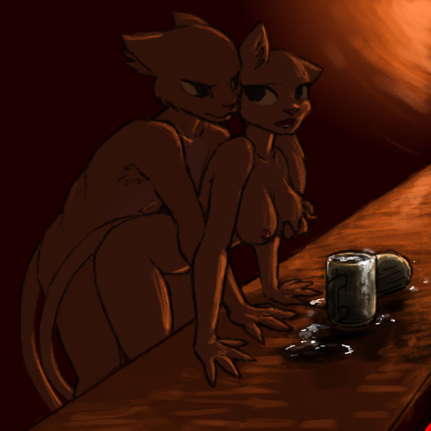 alcohol bartender beer beverage breast_grab breasts duo feline female from_behind khajiit male male/female mammal nipples prequel rajirra redout the_elder_scrolls video_games