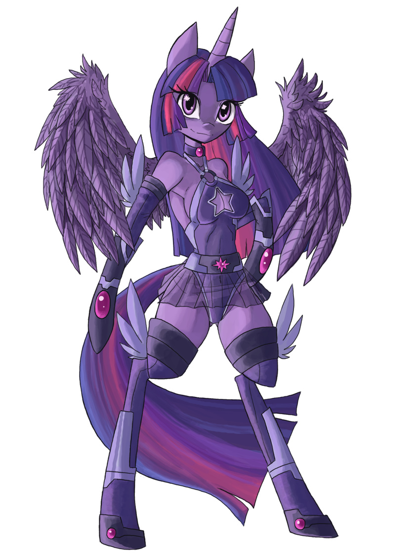 2015 alpha_channel anthro anthrofied breasts cleavage clothed clothing collar equine female friendship_is_magic fur gem hair hi_res horn looking_at_viewer mammal my_little_pony navel plain_background purple_eyes purple_feathers purple_fur purple_hair raptor007 skimpy skirt smile solo star translucent transparent_background transparent_clothing twilight_sparkle_(mlp) winged_unicorn wings