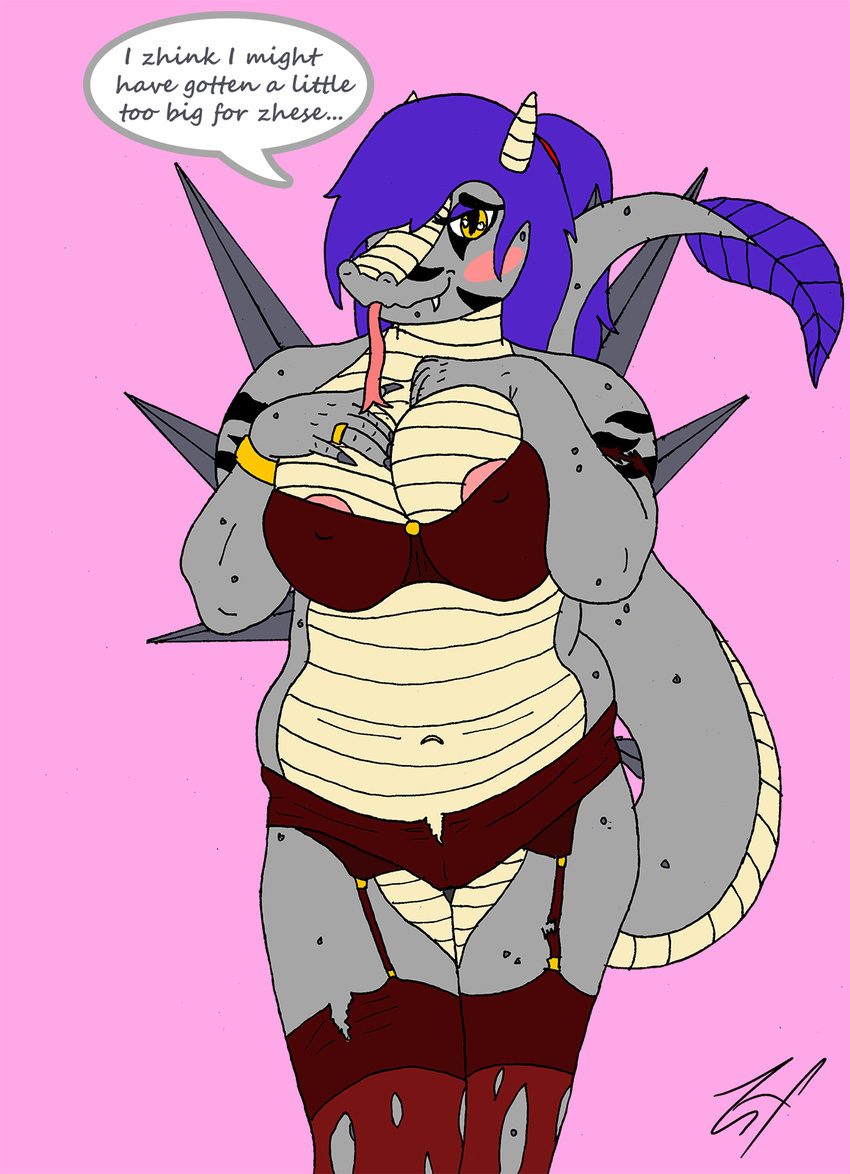 alizabetti big_breasts breasts chubby clothing dragon female lingerie nipples overweight scalie the_last_man_in_the_universe wardrobe_malfunction zehfox
