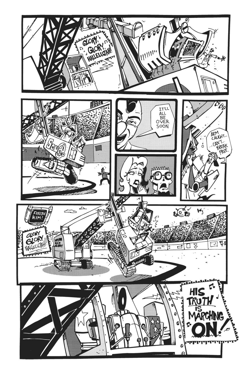 alien android comic derby dialogue english_text hat humanoid machine mechanical monochrome mutant nerd overalls patriot_(scud_the_disposable_assassin) rob_schrad robot scud_(scud_the_disposable_assassin) scud_the_disposable_assassin stadium text