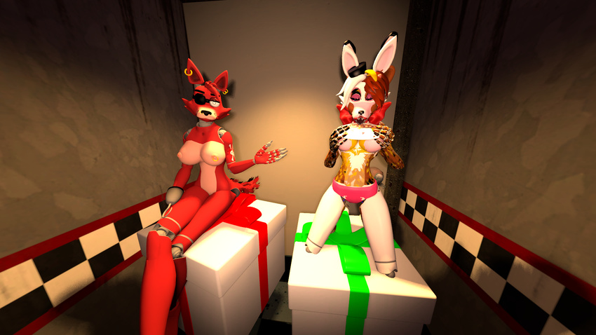 2015 3d animatronic anthro breasts female five_nights_at_freddy's five_nights_at_freddy's_2 foxy_(fnaf) inside looking_at_viewer machine mammal mangle_(fnaf) mechanical nipples reskin robot spider26 toy_bonnie_(fnaf) toy_chica_(fnaf) toy_freddy_(fnaf) video_games wall