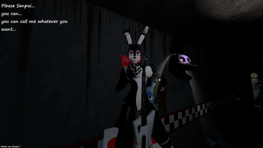 3d bonnie breasts chica drawkill female five_nights_at_freddy's guitar guitar_hero inside machine mammal mechanical musical_instrument nipples reskin robot spider26 toy_bonnie video_games wall