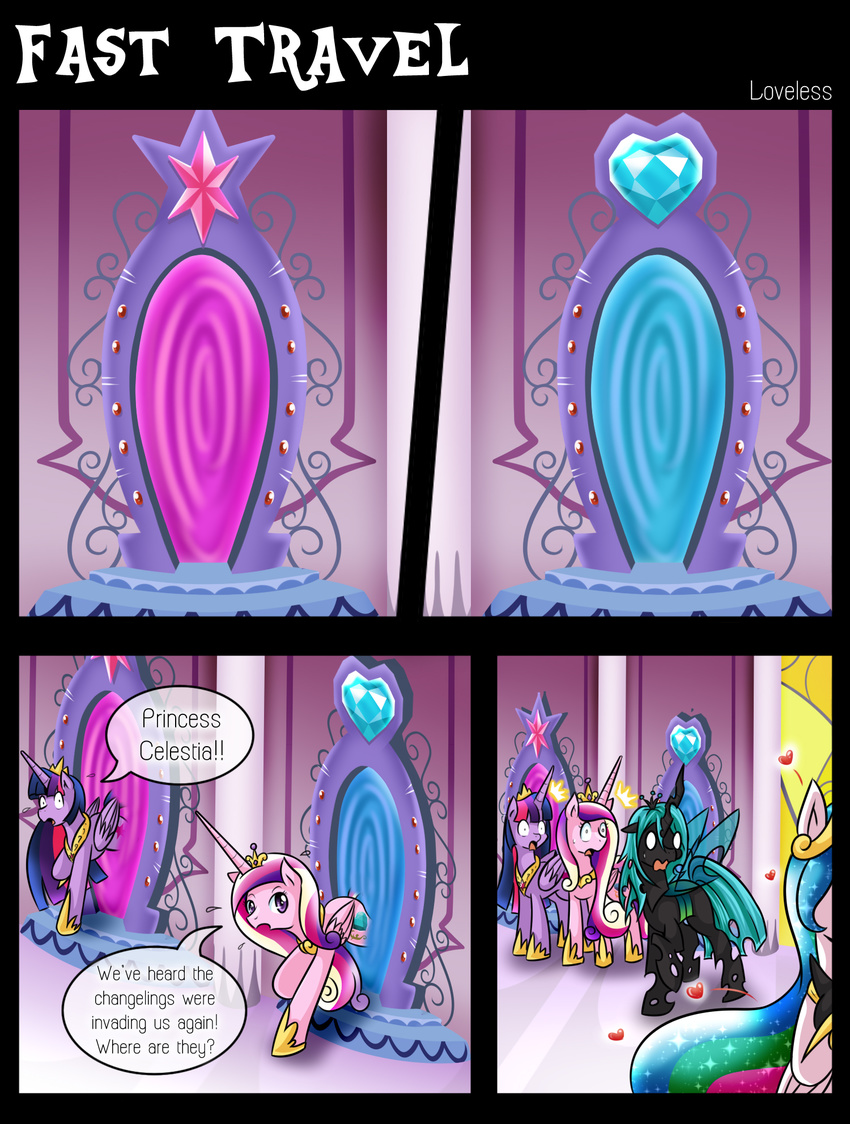 &lt;3 2015 changeling comic equine female feral friendship_is_magic horn mammal my_little_pony princess_cadance_(mlp) princess_celestia_(mlp) queen_chrysalis_(mlp) twilight_sparkle_(mlp) vavacung winged_unicorn wings