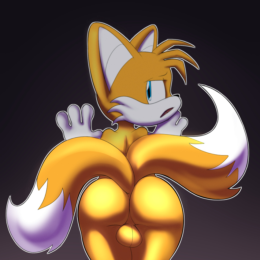 balls butt canine fox jerseydevil male mammal miles_prower multiple_tails solo sonic_(series)