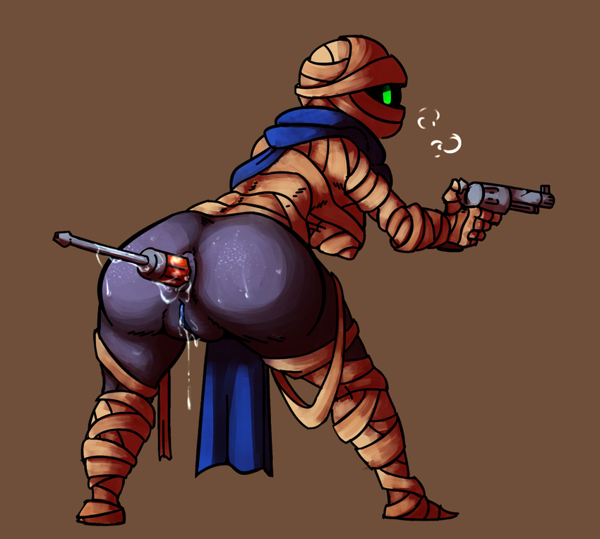 1_eye 2015 anus big_butt breasts butt clothed clothing female looking_back not_furry nuclear_throne rebel_(nuclear_throne) scarf screwdriver tools
