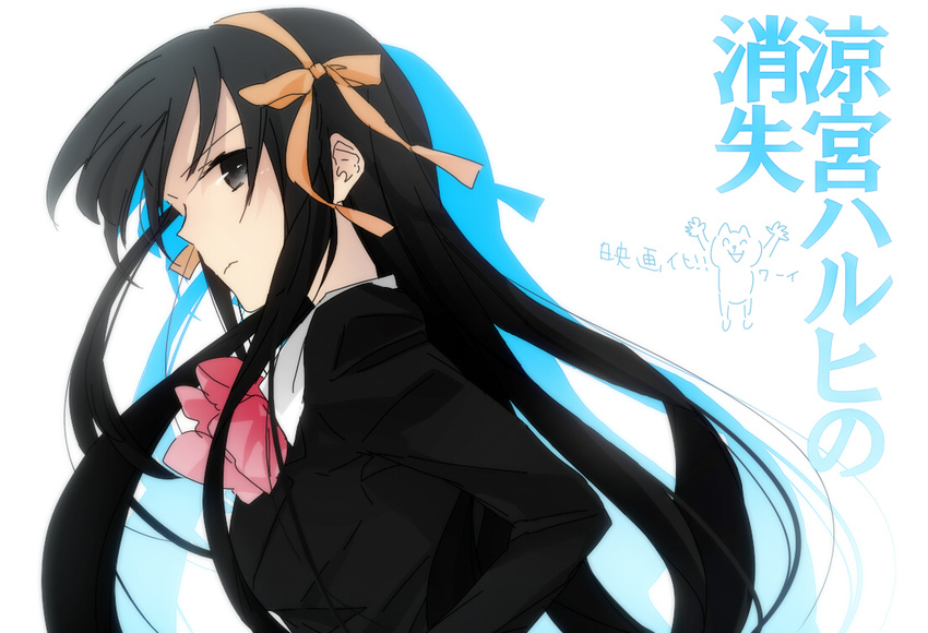 bad_id bad_pixiv_id black_eyes black_hair hair_ribbon hairband hakoda_eko kouyouen_academy_uniform long_hair orange_hairband ribbon school_uniform solo suzumiya_haruhi suzumiya_haruhi_no_shoushitsu suzumiya_haruhi_no_yuuutsu translated