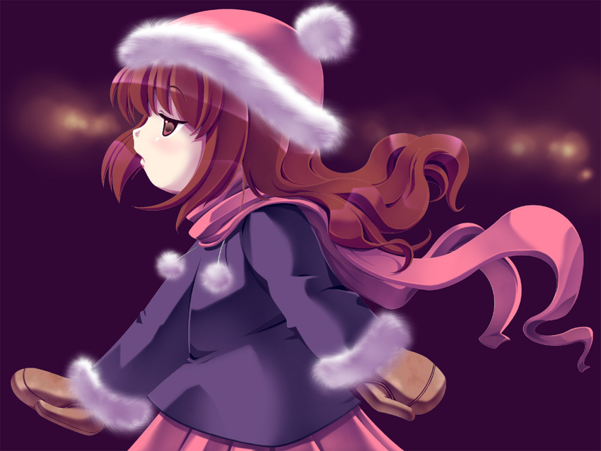 gloves gradient gradient_background hat mafurako rapama scarf yume_nikki