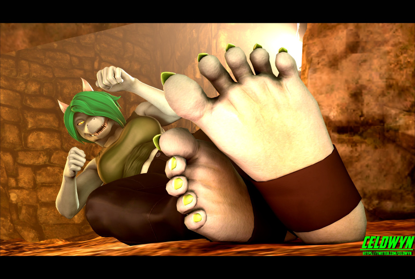 3d_(artwork) absurd_res action_scene anthro caryll_(chappey) chappey claws clothed clothing colored_claws digital_media_(artwork) feet female foot_fetish foot_focus footwear hi_res humanoid_feet lizard muscular petruz_(copyright) plantigrade reptile scalie sliding socks solo source_filmmaker stirrup_socks temple