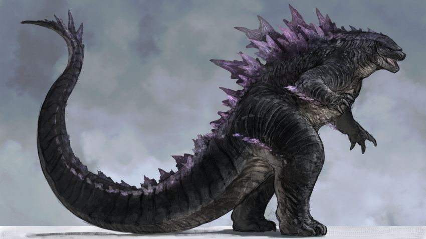 202vincent absurdres animal elbow_spikes evolved_godzilla giant giant_monster godzilla godzilla_(monsterverse) godzilla_(series) godzilla_x_kong_:_the_new_empire highres kaijuu long_tail monster reptile reptilian solo spikes tail