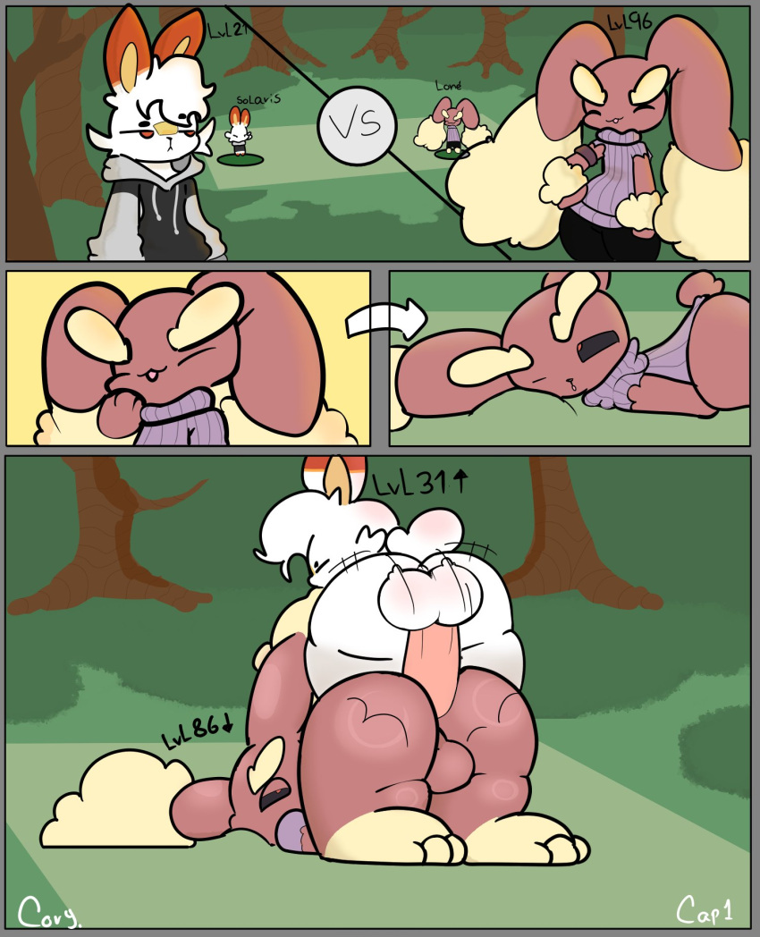2koma anal anal_penetration anthro comic drawcat13 duo generation_4_pokemon generation_8_pokemon hi_res instant_loss_2koma level_difference level_drain lone_(kyubeans) lopunny male male/male nintendo penetration pokemon pokemon_(species) rough_sex scorbunny sex solaris_(btwalexhere)
