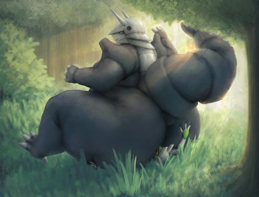 absurd_res aggron anthro big_butt butt curvy_figure dominant dominant_female duo facesitting female forest forest_background generation_3_pokemon hi_res larger_female latios legendary_pokemon light male male/female nature nature_background nintendo nude obese outside overweight plant pokemon pokemon_(species) sitting sitting_on_another size_difference smothering sunlight tail thiccomode thick_thighs tree voluptuous wide_hips