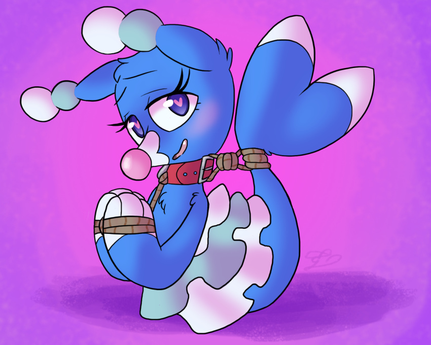 bdsm blush bondage bound braixel brionne collar eyelashes female feral fluffy generation_7_pokemon heart_eyes heart_symbol nintendo pokemon pokemon_(species) rope solo