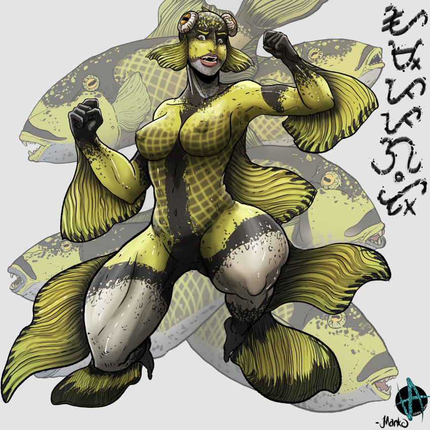 2023 5_fingers absurd_res actinopterygii ambiguous_feral ambiguous_gender arm_fins artist_logo artist_name baybayin_text biped black_text blonde_eyebrows breasts cheek_fins colored countershade_face countershade_neck countershade_skin countershading digital_drawing_(artwork) digital_media_(artwork) dorsal_fin eyebrows eyes_on_head fangs featureless_crotch female female_focus female_humanoid feral fin fingers fish fist glistening glistening_body glistening_eyes glistening_skin gloves_(marking) green_markings green_stripes grey_background group hi_res horizontal_pupils humanoid humanoid_focus leg_fin leg_fins lips logo marine markings markoriginals mermay mermay_2023 multicolored_body multicolored_skin navel nipples non-mammal_breasts non-mammal_navel non-mammal_nipples nude nude_female nude_humanoid pink_lips pinup plaid plaid_markings plaid_skin pose pupils purple_lips shaded signature simple_background solo_focus striped_arms striped_body striped_legs striped_skin stripes teeth tetraodontiform text thick_thighs thigh_fin titan_triggerfish triggerfish white_body white_countershading white_markings white_stripes yellow_body yellow_countershading yellow_eyes yellow_fins yellow_lips yellow_markings yellow_skin
