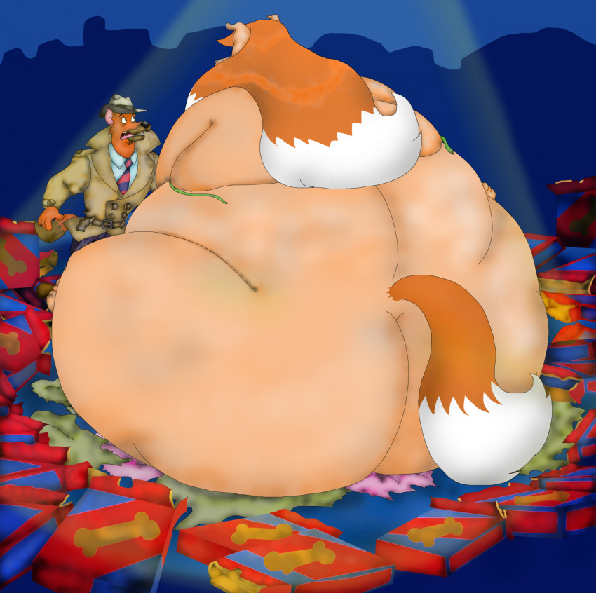 2024 4_fingers 4_toes ace_hart anthro artist-srf back_fat big_butt black_nose blue_background blue_dress_shirt body_size_growth border_collie box bra brimmed_hat brown_clothing brown_coat brown_hat brown_headwear brown_tail brown_topwear brown_trenchcoat butt button_(fastener) canid canine canis clothing coat collie colored container detective digital_drawing_(artwork) digital_media_(artwork) dog_city domestic_dog dress_shirt duo empty_box feet female fingers floppy_ears fluffy fluffy_tail fur german_shepherd green_bra green_clothing green_underwear hair hat headgear headwear herding_dog hi_res huge_butt larger_female light light_beam long_hair long_tail looking_at_another male male/female mammal multicolored_body multicolored_fur multicolored_hair multicolored_tail necktie obese obese_anthro obese_female open_mouth orange_body orange_fur orange_hair orange_tail overweight overweight_anthro overweight_female pastoral_dog pattern_necktie pink_inner_ear pink_tongue rear_view red_necktie rosie_o'gravy shaded sheepdog shirt shocked_expression simple_background simple_shading sitting size_difference size_transformation smaller_male standing striped_necktie tail tan_body tan_fur thick_thighs toes tongue topwear torn_bra torn_clothing torn_coat torn_topwear transformation trenchcoat underwear weight_gain white_body white_tail wide_hips wrapper