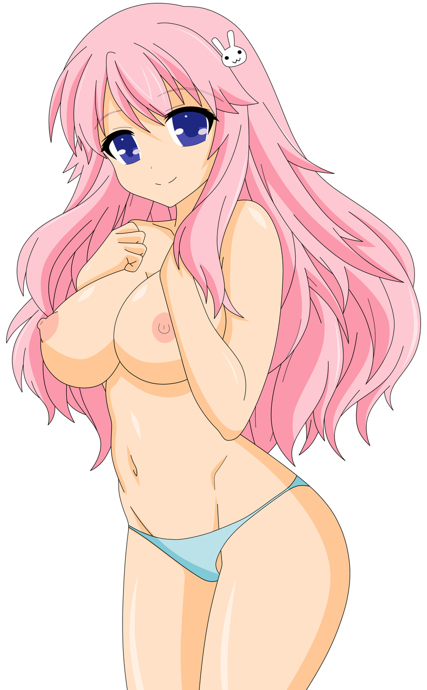 1girl absurdres areolae artist_request baka_to_test_to_shoukanjuu bare_midriff blue_eyes breasts busty censored cleavage female hair_ornament hairclip highres himeji_mizuki hips legs long_hair looking_at_viewer mound_of_venus navel nipples nude nude_filter open_mouth photoshop pink_hair pussy smile solo standing thighs tongue transparent_background vector_trace