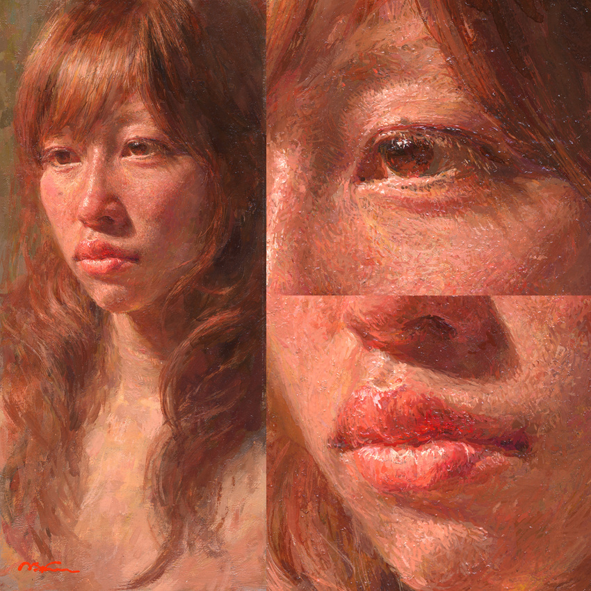 brown_hair eyes face highres lips misawa_hiroshi oil_painting_(medium) original portrait realistic traditional_media zoom_layer