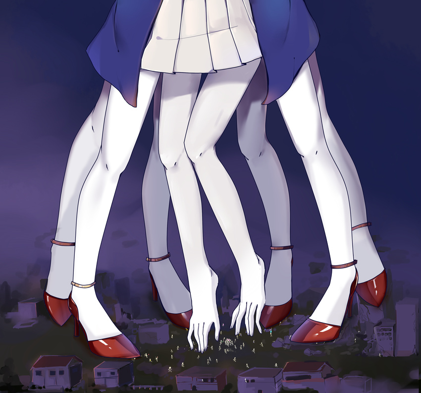 conjoined destruction giantess high_heels highres multiple_legs pantyhose phena_aulin shoes what white_legwear