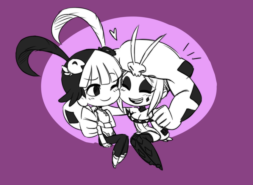 2girls bird feathers feng_(skullgirls) multiple_girls skullgirls smile tagme