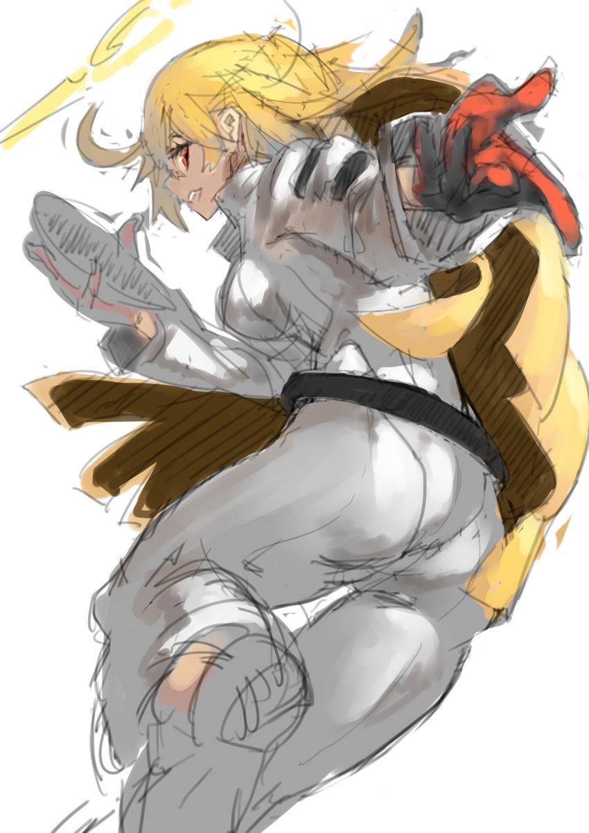 absurdres blonde_hair gloves guilty_gear guilty_gear_xrd highres jack-o'_valentine long_hair mask mask_removed sketch solo unizama
