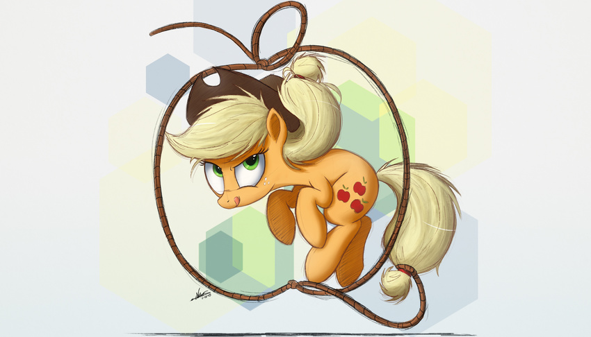 2015 absurd_res applejack_(mlp) cute earth_pony equine female feral friendship_is_magic hi_res horse mammal my_little_pony ncmares pony rope solo
