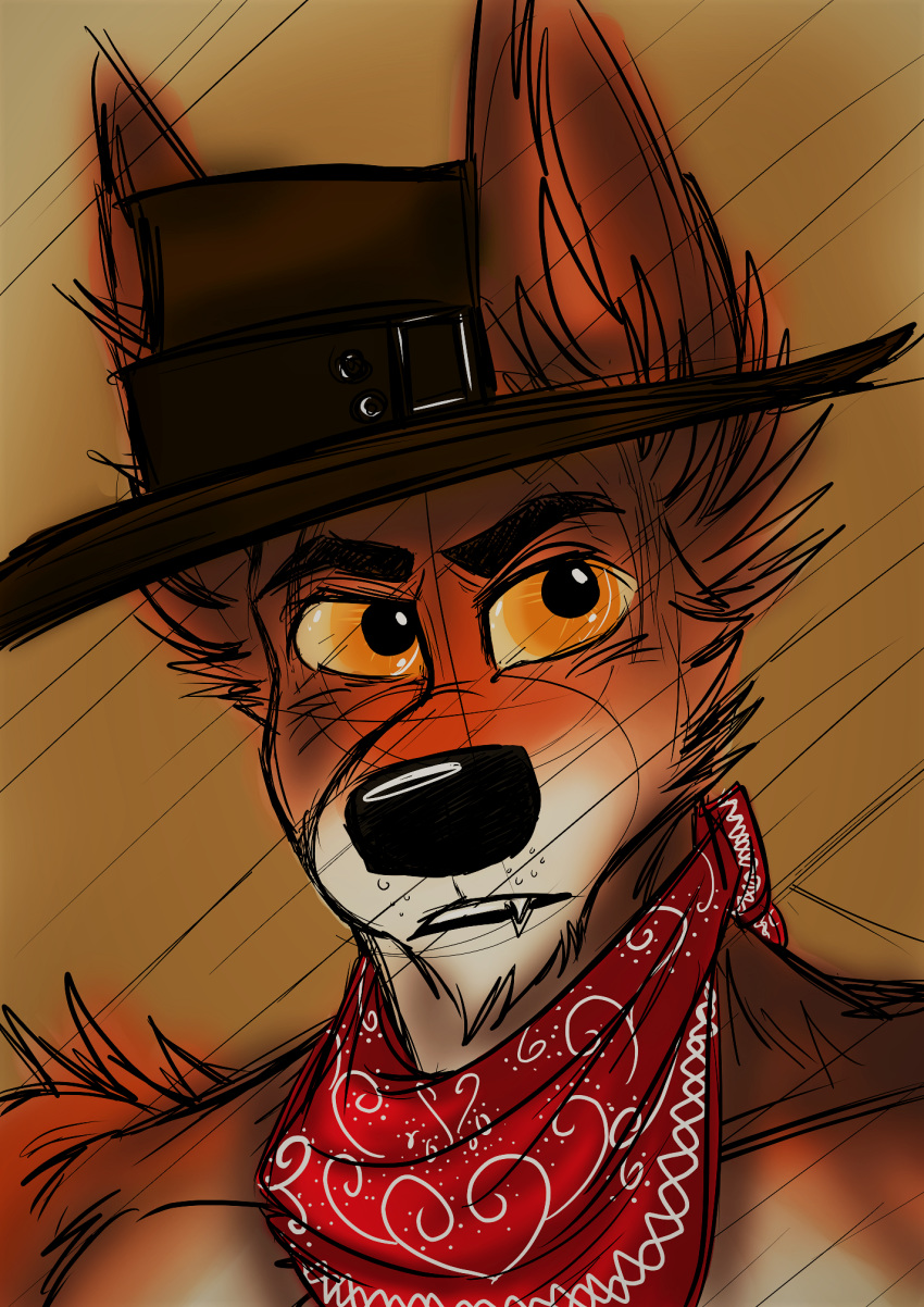 alejandrogsd_(artist) canid canine canis cowboy hat male mammal red_wolf solo wolf