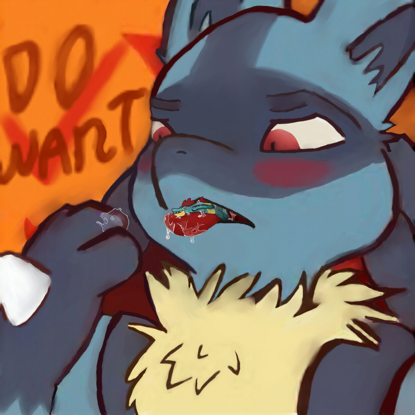 feraligatr imminent_vore lucario microphilia nintendo open_mouth pok&eacute;mon saliva tinyfuzzy video_games vore