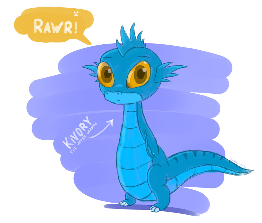 aquatic_dragon blue_skin cute dragon kivory krazykurt scalie yellow_eyes