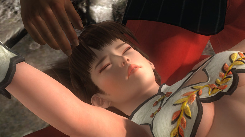 close-up dead_or_alive dead_or_alive_5 lei_fang long_hair ryona screenshot video_game zack_(doa)