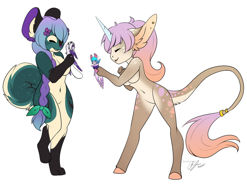 anthro bat braided_hair cat chibi chinchilla cute doll equine fadinghair feline female flower freeze-pop88 hair horn mammal pinkhair plant purplehair ribbons rodent unicorn