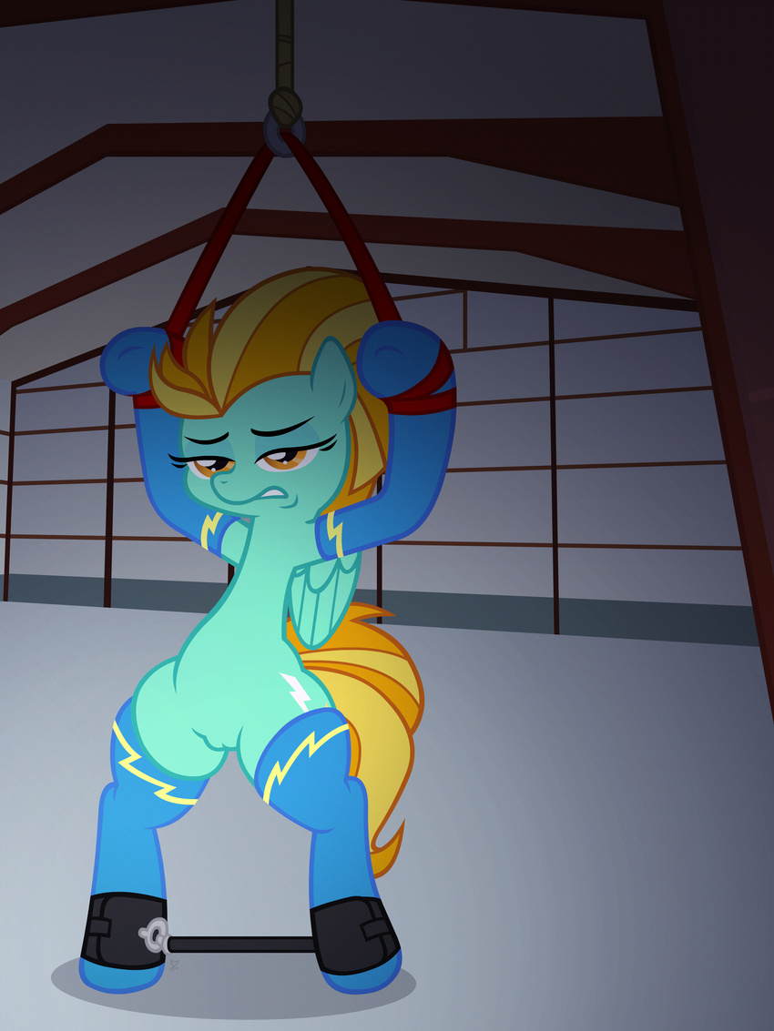 2015 bdsm bondage bound equine female feral friendship_is_magic lightning_dust_(mlp) mammal my_little_pony pegasus pussy solo wicked-at-heart wings
