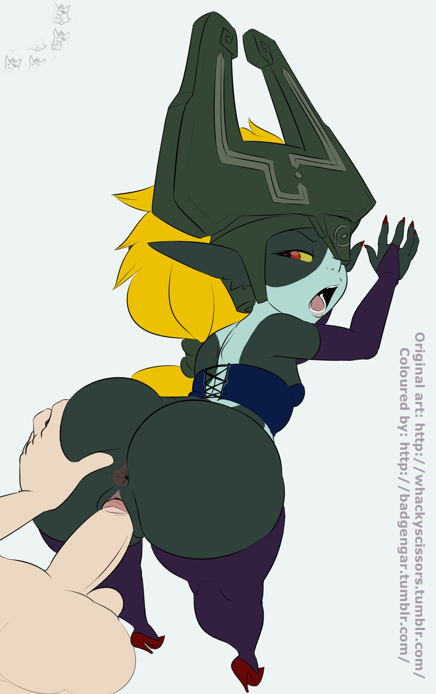 2015 anal anus badgengar balls butt digital_drawing_(artwork) duo erection female foreshortening high_heels imp lacing male midna nintendo penetration penis pussy sex small_breasts text the_legend_of_zelda the_legend_of_zelda:_twilight_princess thecon twili twilight_princess vaginal vaginal_penetration video_games