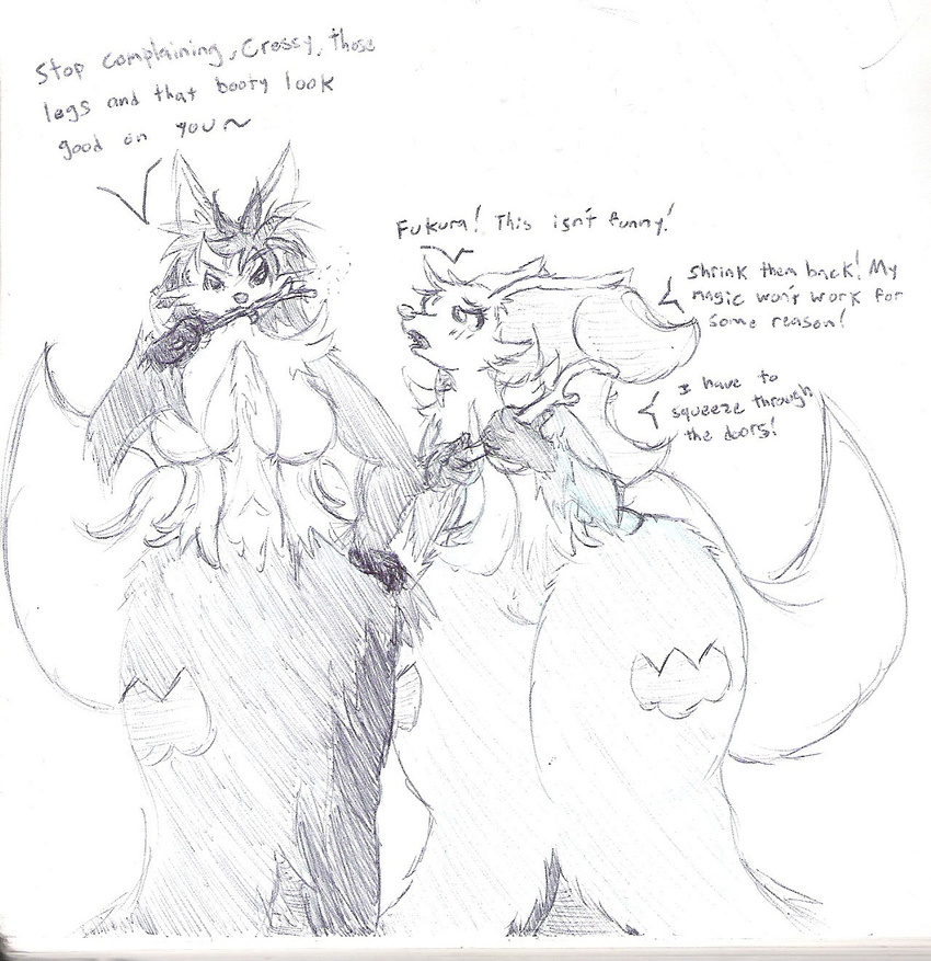 anthro big_breasts blush breasts butt_expansion bxulnooxgard canine delphox dialogue female fox hair hip_expansion inner_ear_fluff mammal monochrome nintendo pok&eacute;mon pok&eacute;morph shiny_pok&eacute;mon short_hair sketch stick tears thick_thighs thigh_expansion traditional_media_(artwork) video_games wide_hips