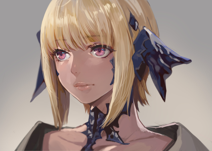 au_ra blonde_hair final_fantasy final_fantasy_xiv hair_ornament horns lips momoko_(momopoco) pink_eyes portrait short_hair solo upper_body