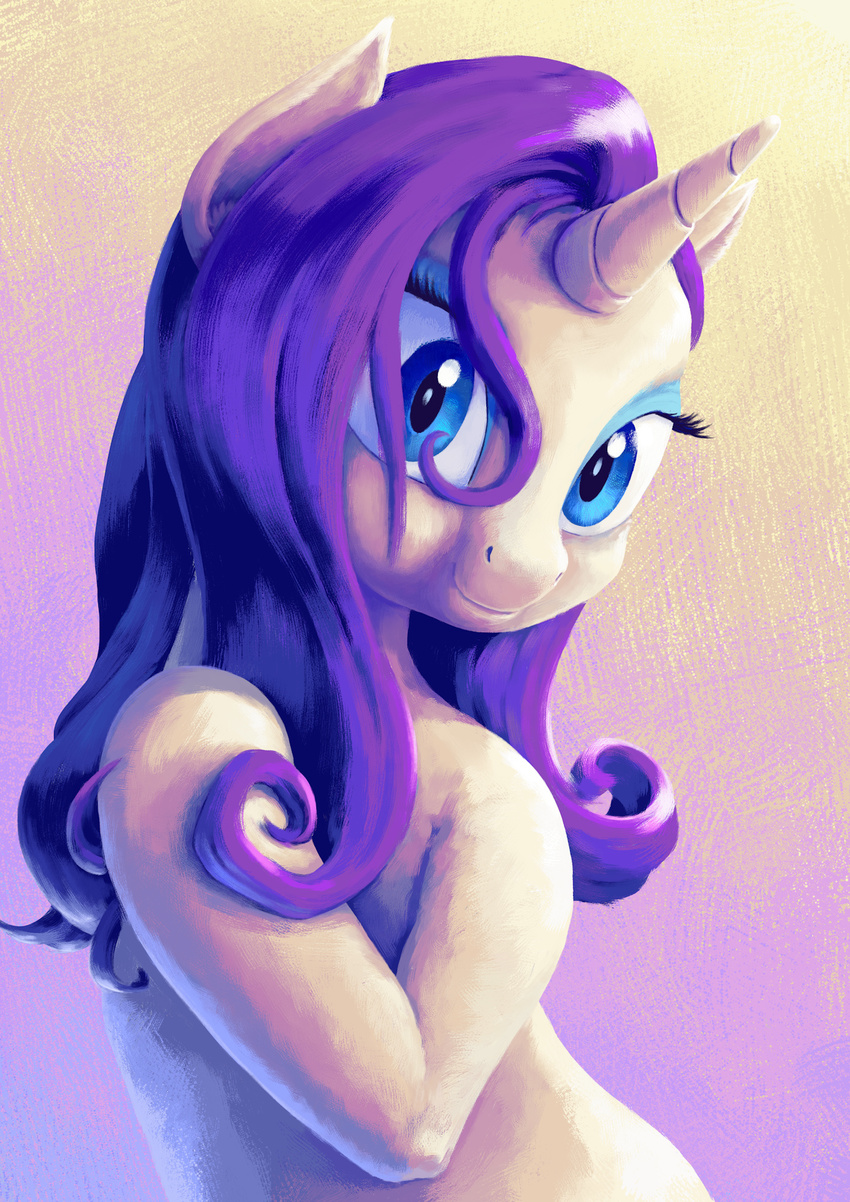 2015 blue_eyes dahtamnay equine eyeshadow female friendship_is_magic hair hi_res horn long_hair looking_at_viewer makeup mammal my_little_pony purple_hair rarity_(mlp) smile solo unicorn