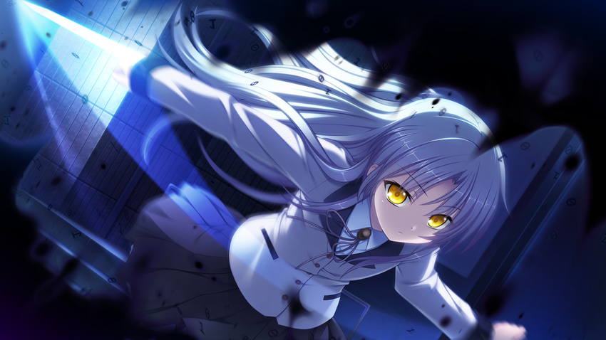 angel_beats! game_cg hand_sonic na-ga school_uniform solo tenshi_(angel_beats!) white_hair yellow_eyes