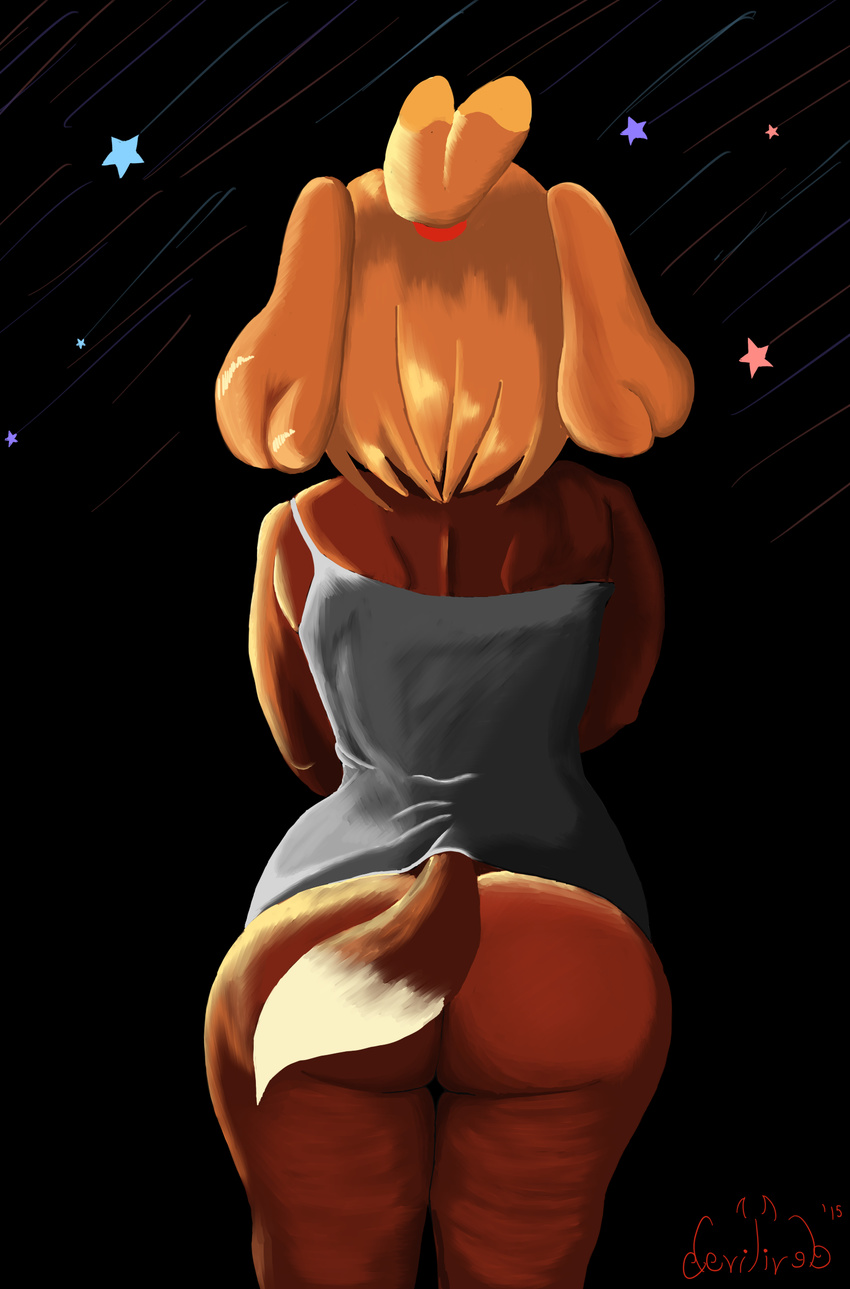 animal_crossing anthro big_butt bottomless butt canine clothed clothing deviliveb female half-dressed mammal nintendo solo video_games wide_hips