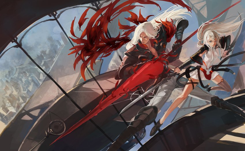 1girl borrowed_character dual_wielding highres holding karadoa_(infukun) lancelot_(quaanqin) pixiv_fantasia pixiv_fantasia_t quaanqin sword weapon