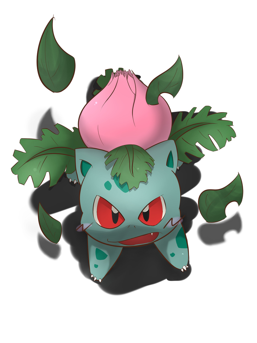 blush bulbasaur feral looking_at_viewer nintendo open_mouth plain_background pok&eacute;mon video_games white_background しろくろいの