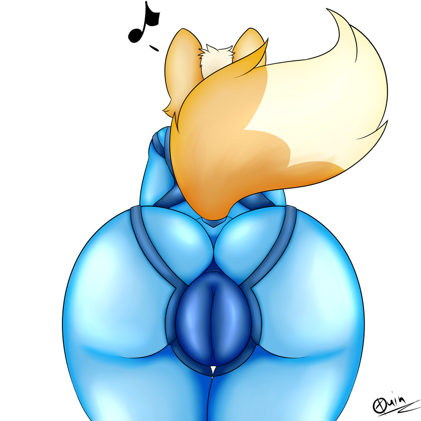 anthro canine clothed clothing crossgender female fox fox_mccloud hi_res mammal nintendo pussy quin-nsfw solo star_fox tight_clothing video_games zero_suit_fox