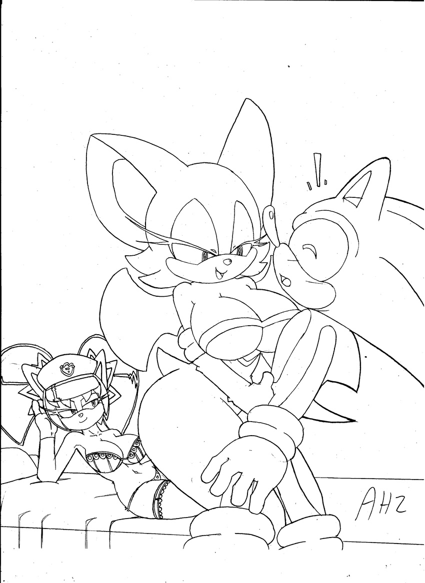 2015 anthro bat big_breasts breasts cat cleavage clothed clothing dreamcastzx feline female grope hedgehog honey_the_cat imminent_sex male mammal rouge_the_bat skimpy sonic_(series) sonic_the_hedgehog underwear