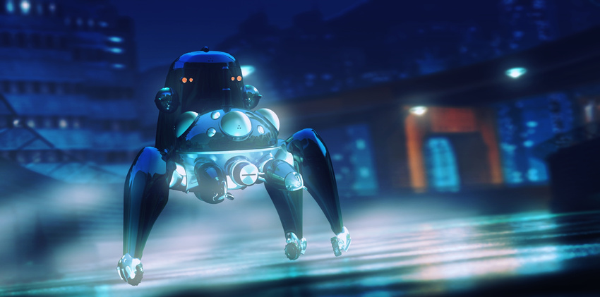 absurdres artist_request ghost_in_the_shell highres night no_humans official_art outdoors reflection shiny tachikoma