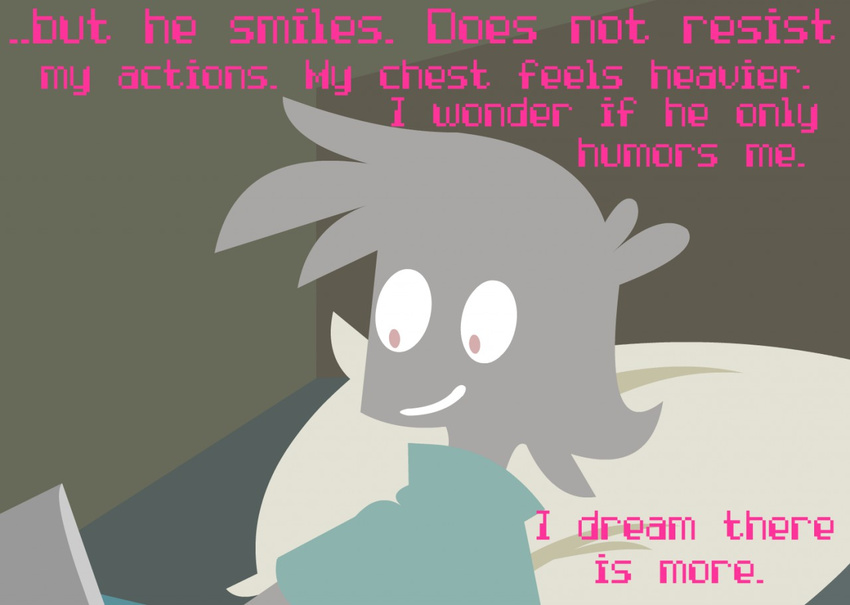 bed book comic eeple english_text human mammal mechanical not_furry pillow shane_frost smile text