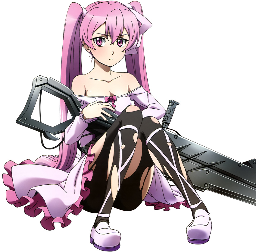 absurdres akame_ga_kill! extraction highres mine_(akame_ga_kill!) pantyhose pink_hair tanaka_kazuma torn_clothes torn_legwear transparent_background