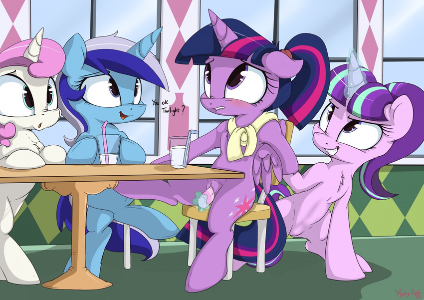 2015 biting_lip blush cutie_mark dildo equine female female/female feral friendship_is_magic group hair horn insertion magic mammal minuette_(mlp) mistydash multicolored_hair my_little_pony outside penetration public pussy scarf sex sex_toy starlight_glimmer_(mlp) table twilight_sparkle_(mlp) twinkleshine_(mlp) two_tone_hair unicorn vaginal vaginal_insertion vaginal_penetration winged_unicorn wings